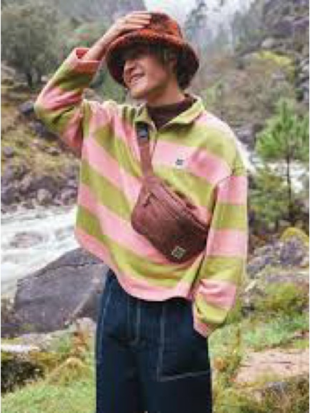 NWOT Lucy & Yak Taylor Sweater Sweatshirt Pink Green Size XL Unisex